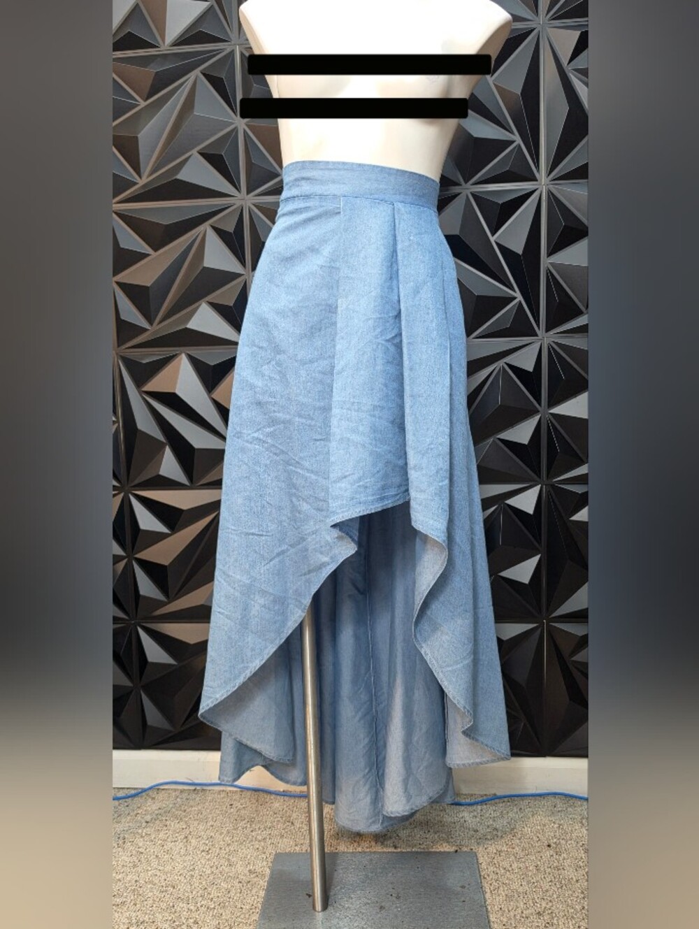 Ashley Stewart Light Blue Asymmetric High-Low Skirt